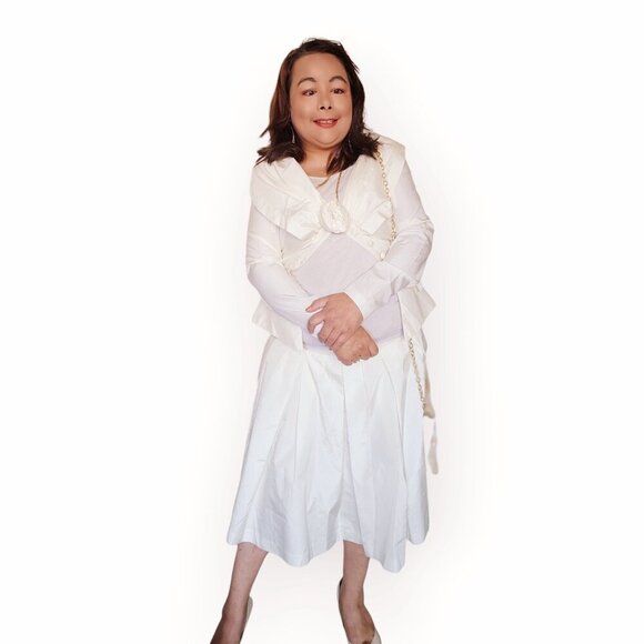 JOSEPH RIBKOFF WOMENS WEDDING ATTIRE TOP AND SKIRT CREAM COLOR - Picture 8 of 14